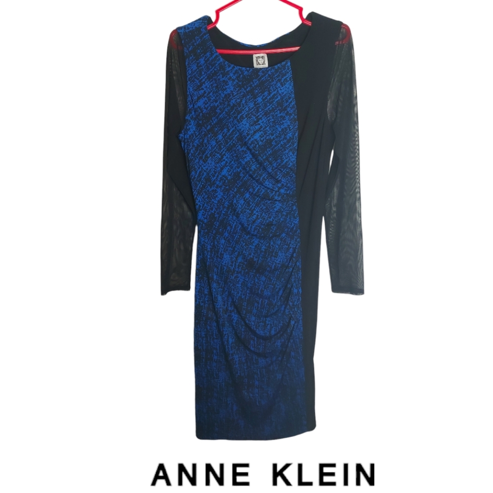 Ann Klein Stretchy Bodycon Mesh Sleeve Dress